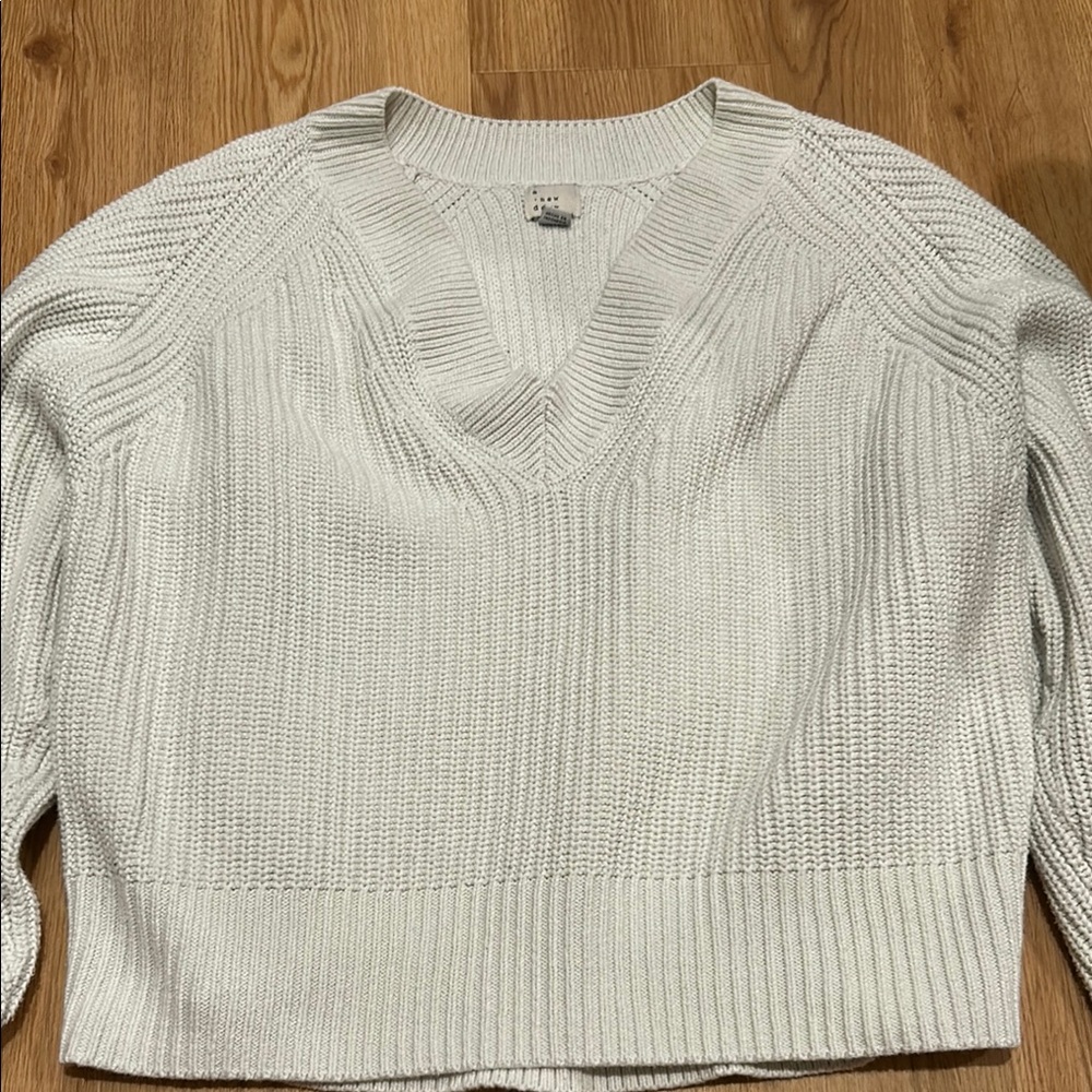 Women's White V-Neck Sweater